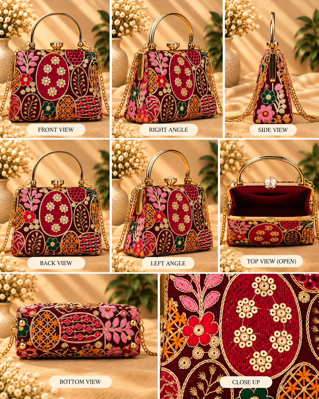 Burgundy Gold Frame
