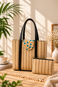 Blue Floral Jute