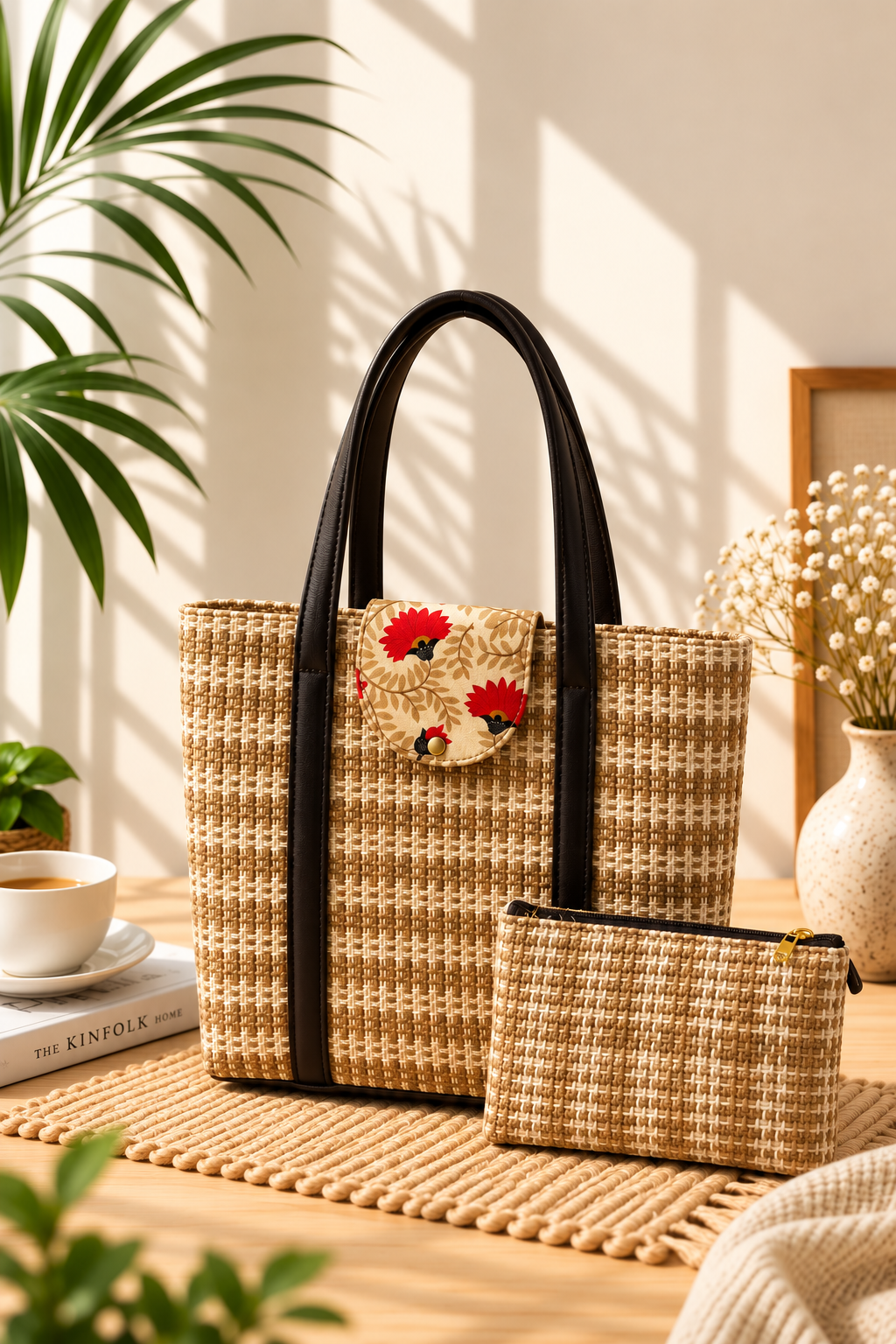 Red Floral Jute