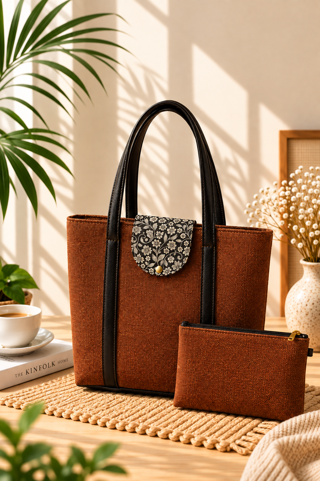 Rust Floral Jute