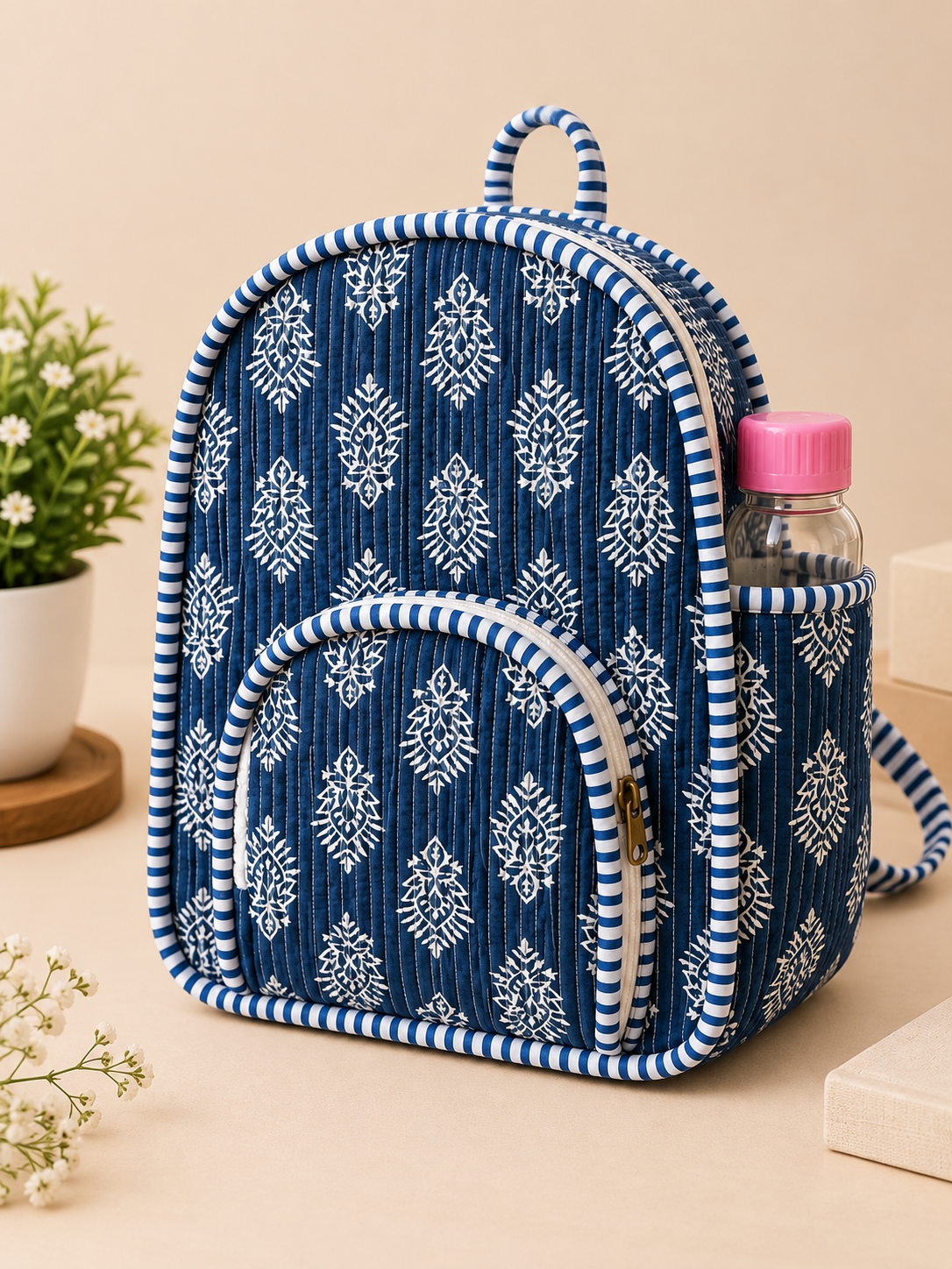 Blue Floral Quilted