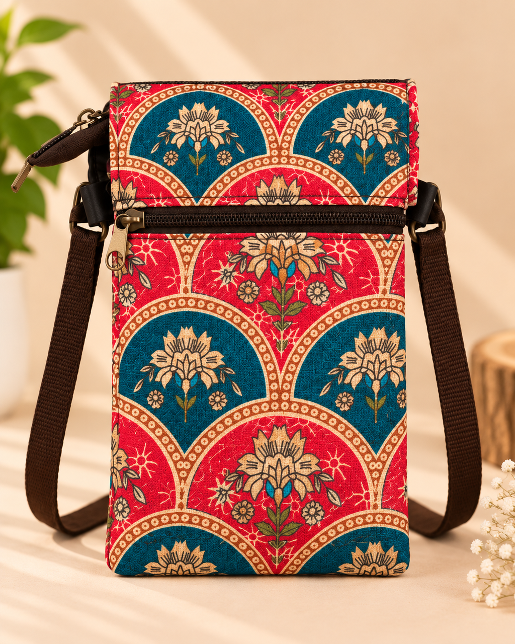 Red Teal Floral