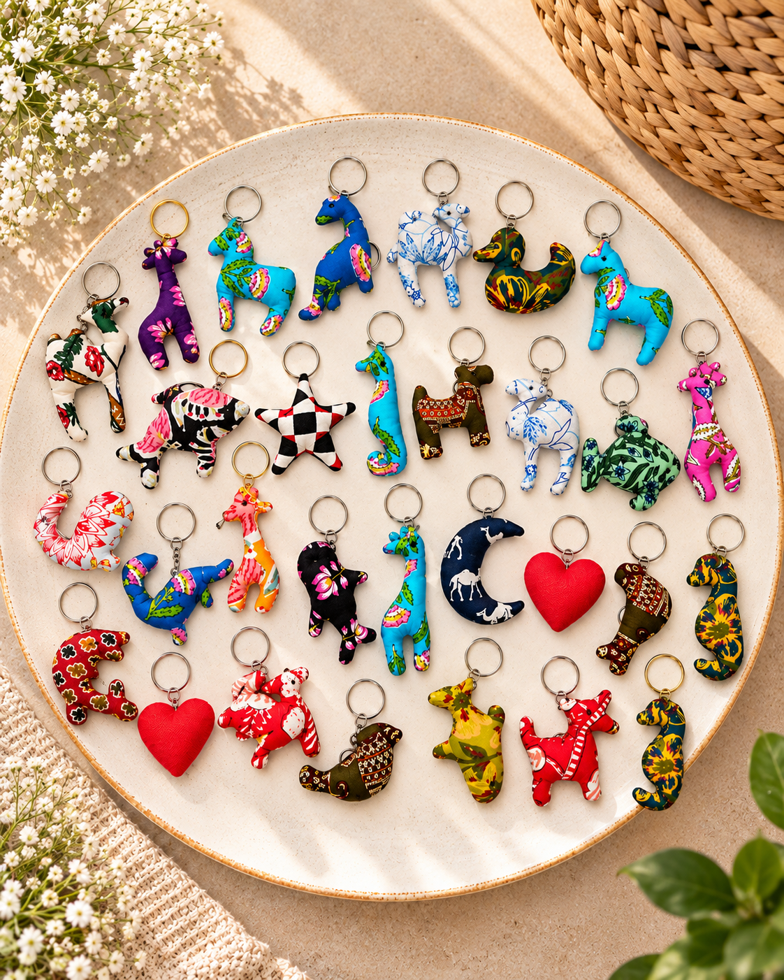 Assorted Handmade Keychains | Fabric & Artisanal Designs